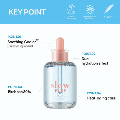 slowPURE Hydration Texture Serum - 80% Birch Sap, 7-Layer Hyaluronic Acid & Ectoin, Slow-Aging Korean Skin Care Watery Serum for Deep Hydration and Smooth Texture, 1.69 fl.oz