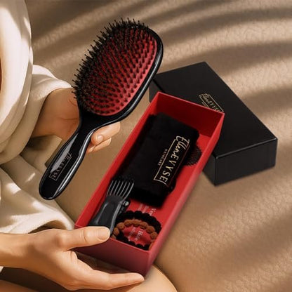 Ellen Evyse Boar Bristle Hair Brush with Nylon Pins – Smoothing, Detangling & Shine for Women and Men Avelisse