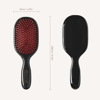Ellen Evyse Boar Bristle Hair Brush with Nylon Pins – Smoothing, Detangling & Shine for Women and Men Avelisse