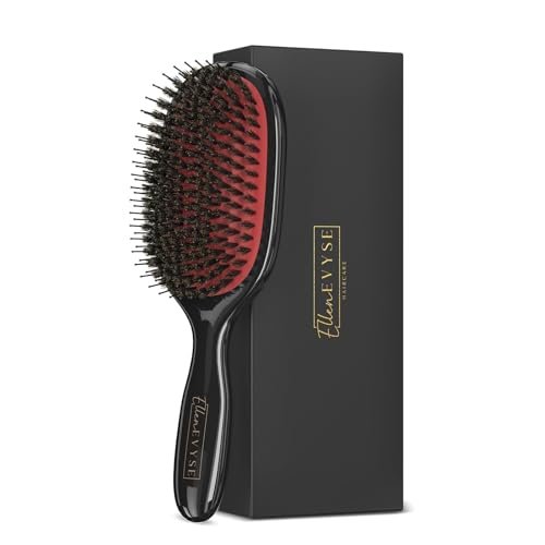 Ellen Evyse Boar Bristle Hair Brush with Nylon Pins – Smoothing, Detangling & Shine for Women and Men Avelisse