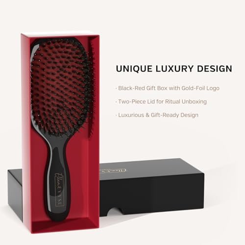 Ellen Evyse Boar Bristle Hair Brush with Nylon Pins – Smoothing, Detangling & Shine for Women and Men Avelisse
