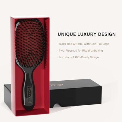 Ellen Evyse Boar Bristle Hair Brush with Nylon Pins – Smoothing, Detangling & Shine for Women and Men Avelisse