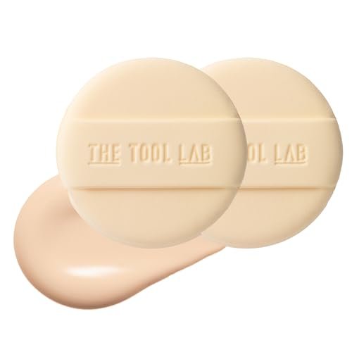 THE TOOL LAB Long-Lasting Cover Puff (Round) - Korean Olive Young Makeup Puff Sponge for Liquid Foundation Cushion Shading Blusher, 5 Layer Memory Foam for Extra Coverage - 2.1 inch, Light Beige - görsel 2