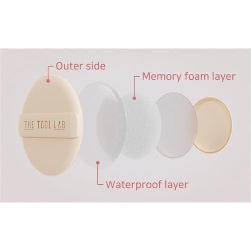 THE TOOL LAB Long-Lasting Cover Puff (Round) - Korean Olive Young Makeup Puff Sponge for Liquid Foundation Cushion Shading Blusher, 5 Layer Memory Foam for Extra Coverage - 2.1 inch, Light Beige - görsel 4