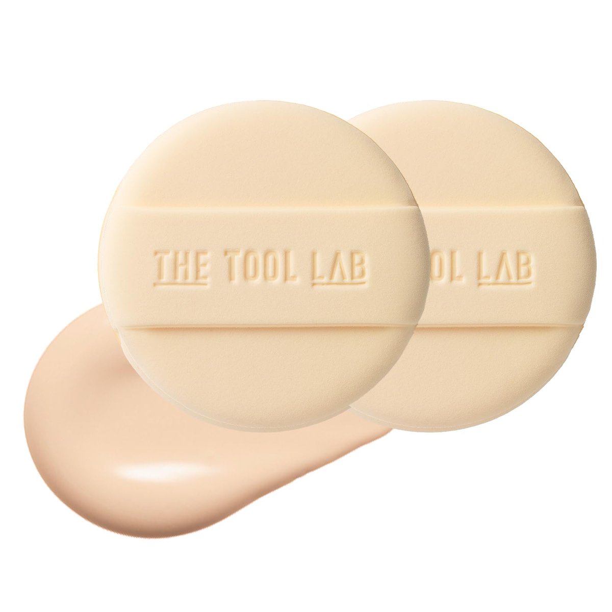 THE TOOL LAB Long-Lasting Cover Puff (Round) - Korean Olive Young Makeup Puff Sponge for Liquid Foundation Cushion Shading Blusher, 5 Layer Memory Foam for Extra Coverage - 2.1 inch, Light Beige - görsel 1
