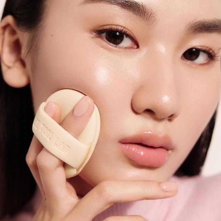 THE TOOL LAB Long-Lasting Cover Puff (Round) - Korean Olive Young Makeup Puff Sponge for Liquid Foundation Cushion Shading Blusher, 5 Layer Memory Foam for Extra Coverage - 2.1 inch, Light Beige - görsel 9