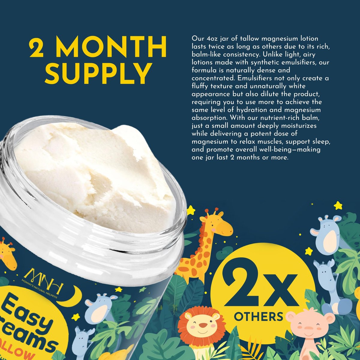 Magnesium Lotion for Kids – Tallow Based, Lavender Scented, 2-Month Supply | Mommy's Natural Helpers Avelisse