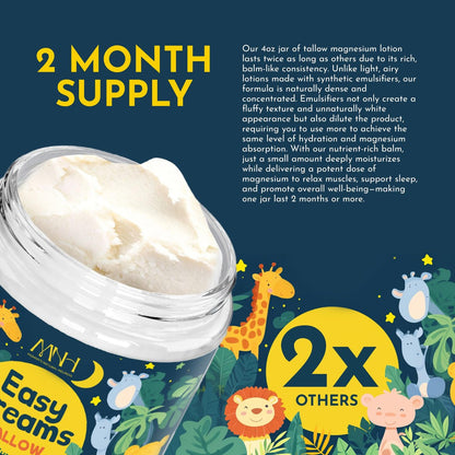 Magnesium Lotion for Kids – Tallow Based, Lavender Scented, 2-Month Supply | Mommy's Natural Helpers Avelisse