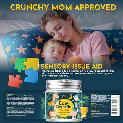 Magnesium Lotion for Kids – Tallow Based, Lavender Scented, 2-Month Supply | Mommy's Natural Helpers Avelisse