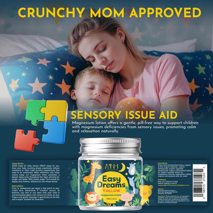 Magnesium Lotion for Kids – Tallow Based, Lavender Scented, 2-Month Supply | Mommy's Natural Helpers Avelisse