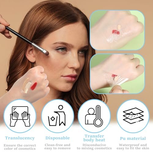 100 PCS Disposable Makeup Mixing Palette Stickers – Single Use Hand Palette Paper for Foundation, Concealer & Eyeshadow – Clear Waterproof Tray for Women & Girls Avelisse