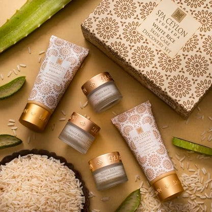 SPA CEYLON WHITE RICE SKIN CARE DISCOVERY SET | Travel Size Face Care Set | Organic | For Normal to Oily Skin