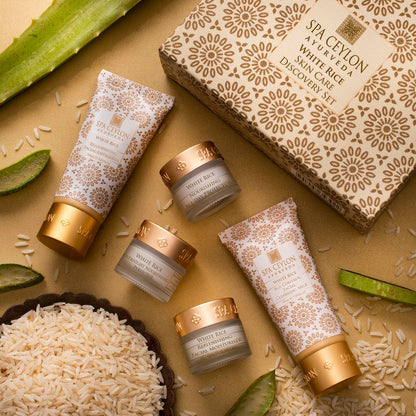 SPA CEYLON WHITE RICE SKIN CARE DISCOVERY SET | Travel Size Face Care Set | Organic | For Normal to Oily Skin