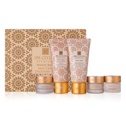 SPA CEYLON WHITE RICE SKIN CARE DISCOVERY SET | Travel Size Face Care Set | Organic | For Normal to Oily Skin