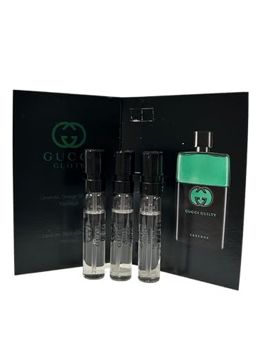 Gucci Guilty ESSENCE Sample Perfume for Men - Eau de Toilette Spray, Mini Travel Size 1.5ml (Set of 3) Avelisse