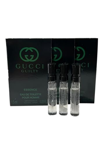 Gucci Guilty ESSENCE Sample Perfume for Men - Eau de Toilette Spray, Mini Travel Size 1.5ml (Set of 3) Avelisse
