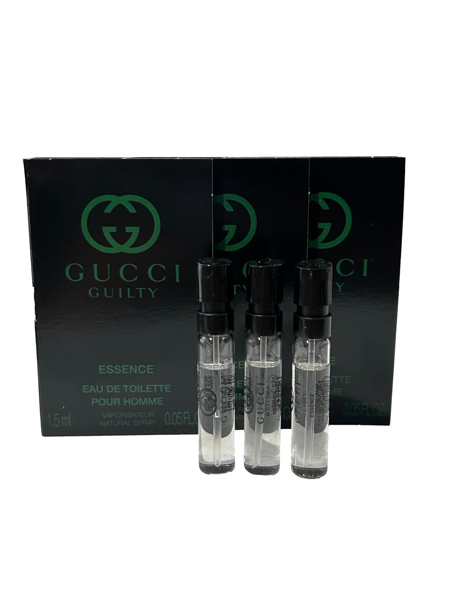 Gucci Guilty ESSENCE Sample Perfume for Men - Eau de Toilette Spray, Mini Travel Size 1.5ml (Set of 3) Avelisse