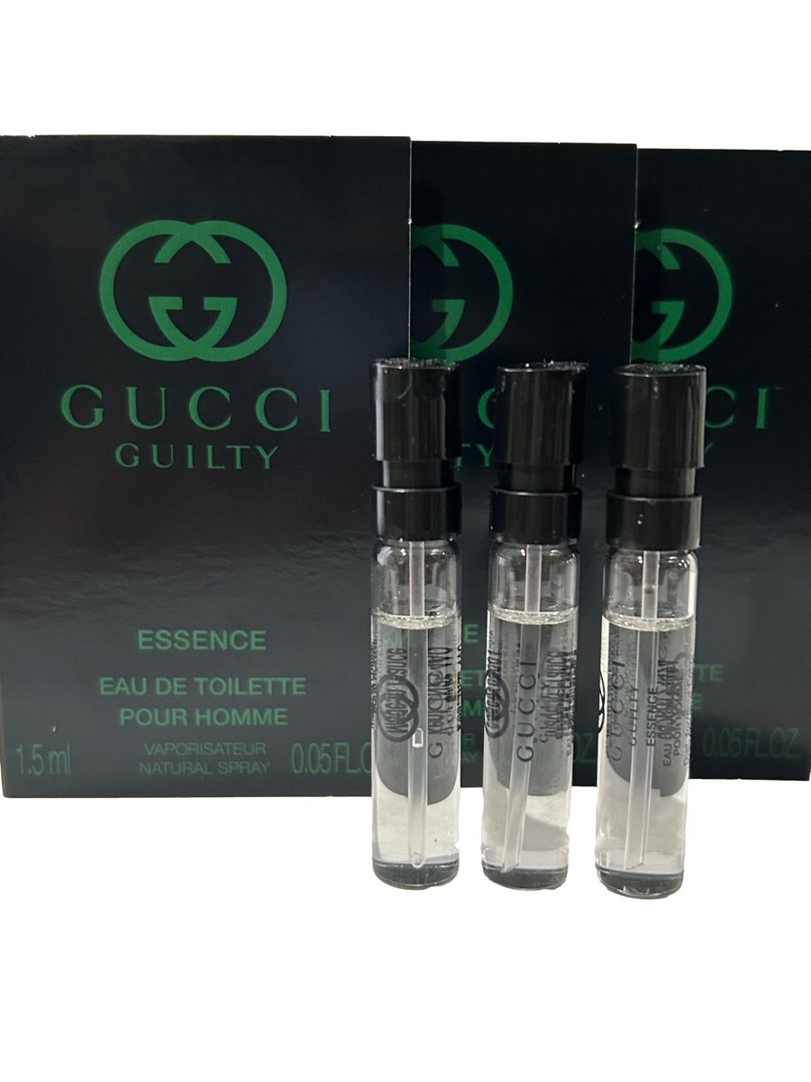 Gucci Guilty ESSENCE Sample Perfume for Men - Eau de Toilette Spray, Mini Travel Size 1.5ml (Set of 3) Avelisse