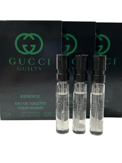 Gucci Guilty ESSENCE Sample Perfume for Men - Eau de Toilette Spray, Mini Travel Size 1.5ml (Set of 3) Avelisse