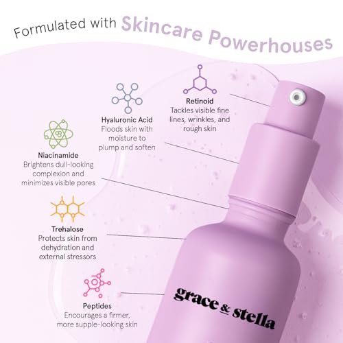 Grace & Stella Retinol Serum with Hyaluronic Acid - Anti-Aging Face Serum for Fine Lines & Wrinkles, Vegan Hyaluronic Acid Serum (1.7 fl oz) - görsel 8