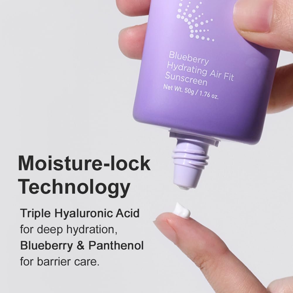 FRUDIA Blueberry Hydrating Air Fit Sunscreen SPF 50+ PA++++ – Ultra Lightweight Korean Face Sunscreen with Blueberry, Triple Hyaluronic Acid & Panthenol, No White Cast, 1.76 oz - görsel 7