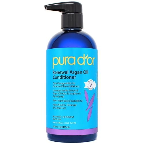 PURA D'OR 16 oz Renewal Argan Oil Conditioner – Sulfate-Free, Hydrating, Frizz Control, Color-Safe, with Organic Aloe Vera & Argan Oil, Nourishing & Strengthening for Dry, Damaged Hair Avelisse