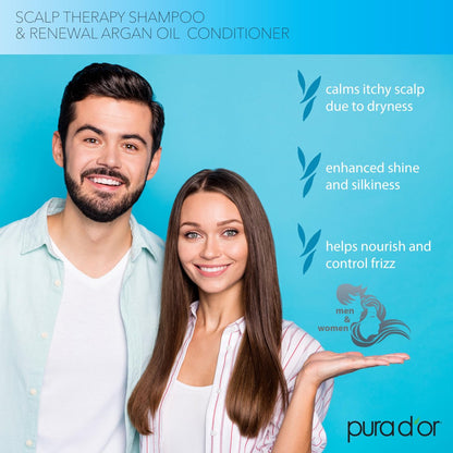 PURA D'OR 16 oz Renewal Argan Oil Conditioner – Sulfate-Free, Hydrating, Frizz Control, Color-Safe, with Organic Aloe Vera & Argan Oil, Nourishing & Strengthening for Dry, Damaged Hair Avelisse
