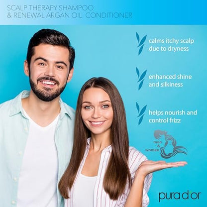 PURA D'OR 16 oz Renewal Argan Oil Conditioner – Sulfate-Free, Hydrating, Frizz Control, Color-Safe, with Organic Aloe Vera & Argan Oil, Nourishing & Strengthening for Dry, Damaged Hair Avelisse