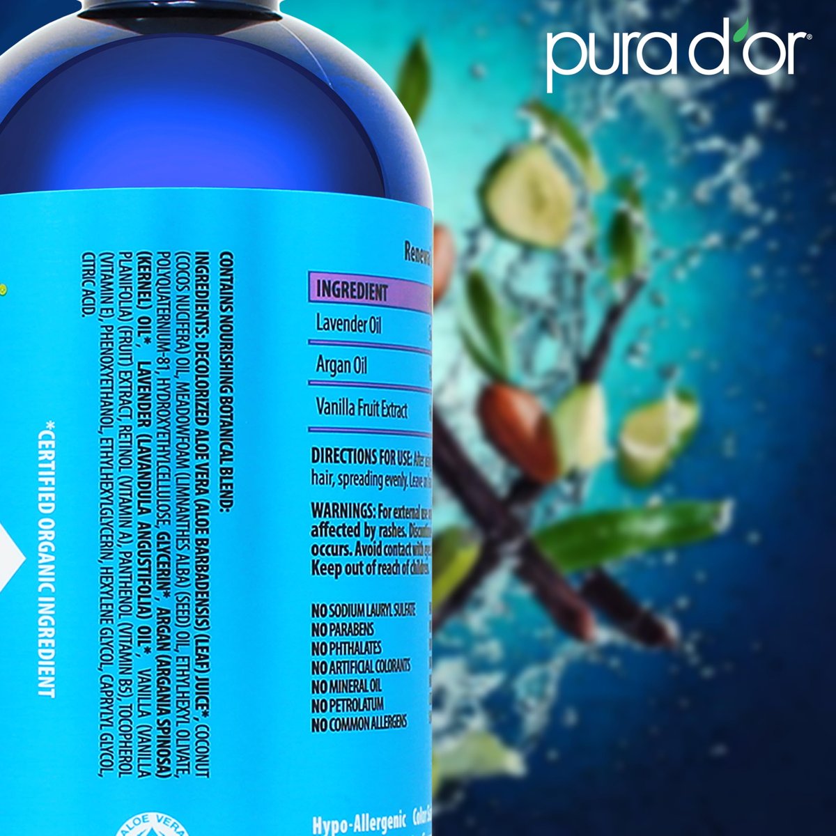 PURA D'OR 16 oz Renewal Argan Oil Conditioner – Sulfate-Free, Hydrating, Frizz Control, Color-Safe, with Organic Aloe Vera & Argan Oil, Nourishing & Strengthening for Dry, Damaged Hair Avelisse