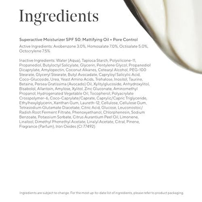 Murad Superactive Mattifying Oil and Pore Control Moisturizer SPF 50 - Shine-Free Hydrating Facial Sunscreen with Salicylic Acid, 1.7 Fl Oz Avelisse