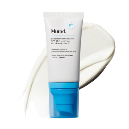 Murad Superactive Mattifying Oil and Pore Control Moisturizer SPF 50 - Shine-Free Hydrating Facial Sunscreen with Salicylic Acid, 1.7 Fl Oz Avelisse