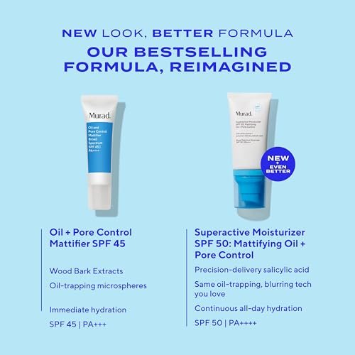 Murad Superactive Mattifying Oil and Pore Control Moisturizer SPF 50 - Shine-Free Hydrating Facial Sunscreen with Salicylic Acid, 1.7 Fl Oz Avelisse
