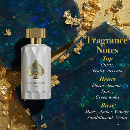 Jo Milano Game of Spades Opal Parfum Spray - 3.4 oz (100ml) | Unisex Rose, Oud Wood, Spicy Citrus Fragrance | Long Lasting Eau de Parfum Avelisse