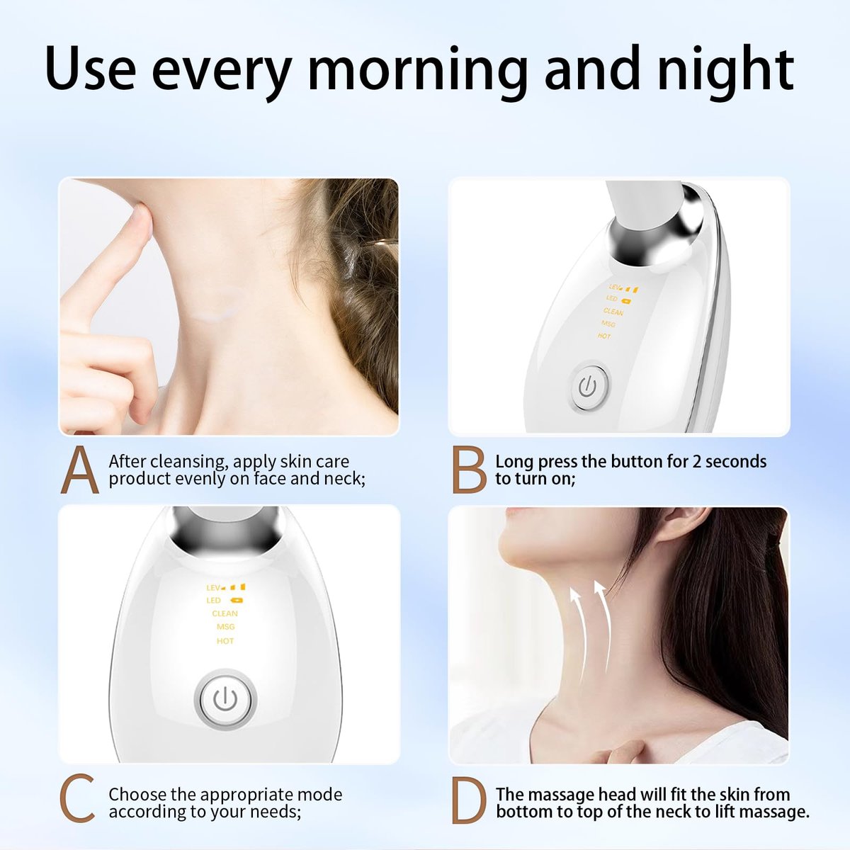 ASEXETIC Face Sculpting Tool - 3 in 1 Neck and Face Massager for Daily Skin Care, White Avelisse