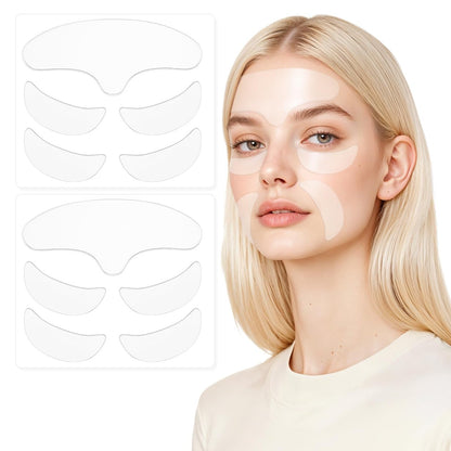 WY LIGHTING LEVEL 10 Pcs Forehead Wrinkles Patches - Reusable Silicone Wrinkle Patches for Smooth Fine Lines, Transparent Face Tape for Women