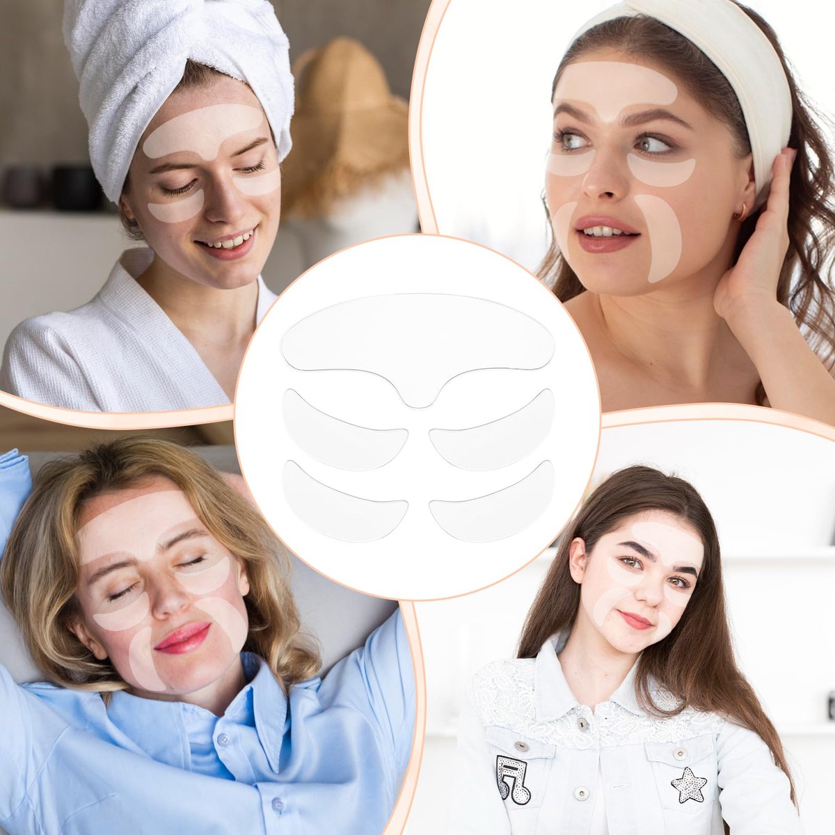 WY LIGHTING LEVEL 10 Pcs Forehead Wrinkles Patches - Reusable Silicone Wrinkle Patches for Smooth Fine Lines, Transparent Face Tape for Women - görsel 13