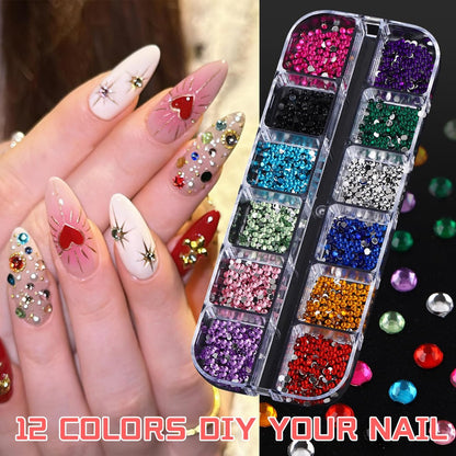 ROFIBUT 6 Boxes Colorful Crystal Rhinestones Nail Gems – Multi Shape Flat Back Charms 2mm 3mm for DIY Nail Art, Crafts, and Eye Makeup Avelisse