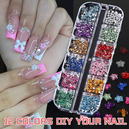 ROFIBUT 6 Boxes Colorful Crystal Rhinestones Nail Gems – Multi Shape Flat Back Charms 2mm 3mm for DIY Nail Art, Crafts, and Eye Makeup Avelisse