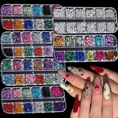 ROFIBUT 6 Boxes Colorful Crystal Rhinestones Nail Gems – Multi Shape Flat Back Charms 2mm 3mm for DIY Nail Art, Crafts, and Eye Makeup Avelisse