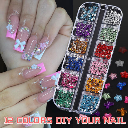 ROFIBUT 6 Boxes Colorful Crystal Rhinestones Nail Gems – Multi Shape Flat Back Charms 2mm 3mm for DIY Nail Art, Crafts, and Eye Makeup Avelisse