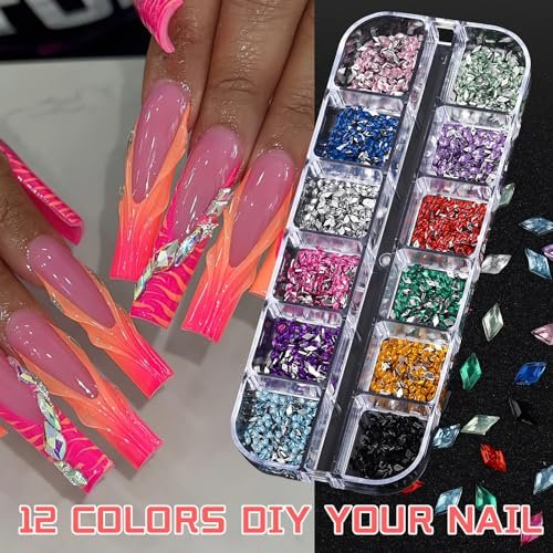 ROFIBUT 6 Boxes Colorful Crystal Rhinestones Nail Gems – Multi Shape Flat Back Charms 2mm 3mm for DIY Nail Art, Crafts, and Eye Makeup Avelisse