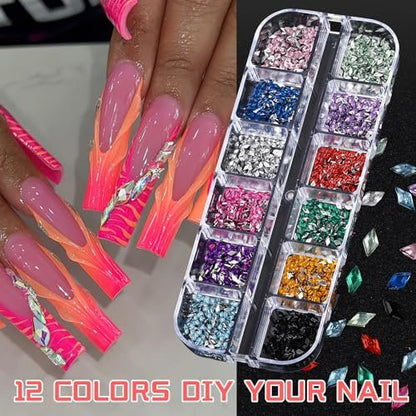 ROFIBUT 6 Boxes Colorful Crystal Rhinestones Nail Gems – Multi Shape Flat Back Charms 2mm 3mm for DIY Nail Art, Crafts, and Eye Makeup Avelisse