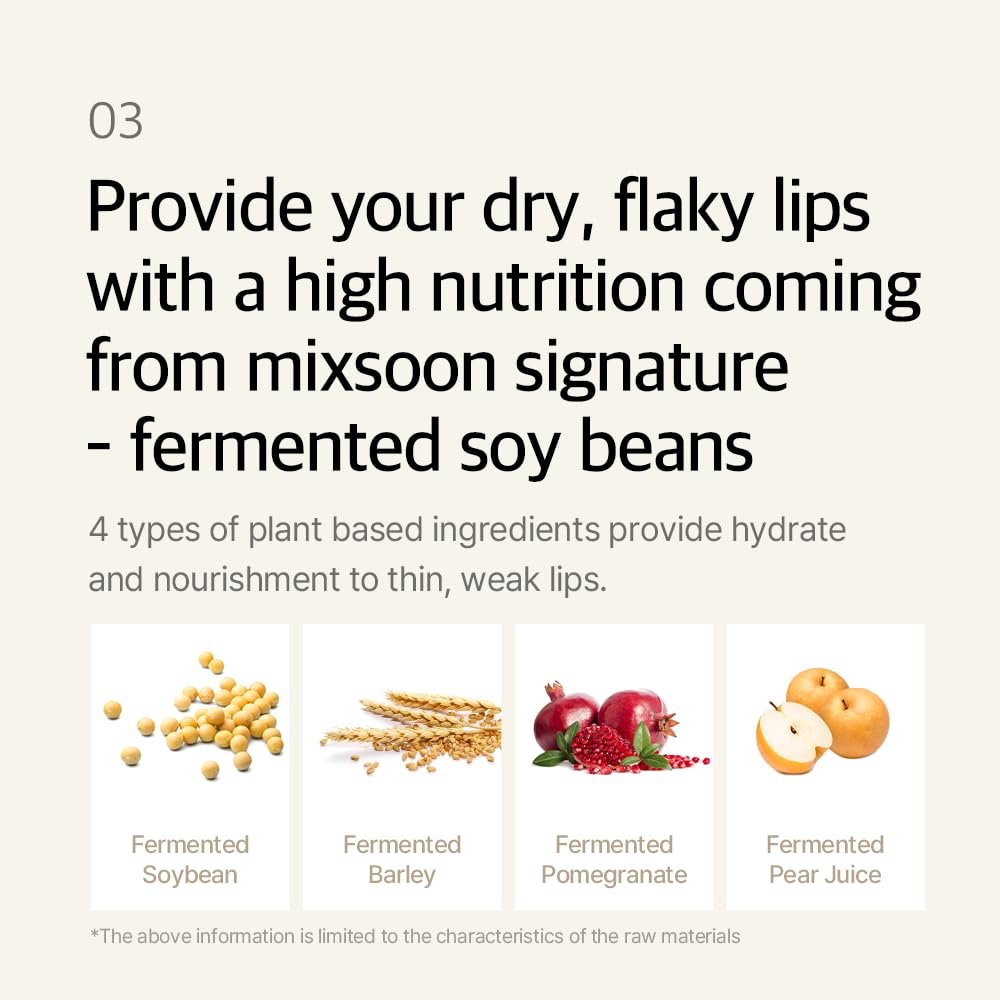 mixsoon Natural Bean Lip Mask Balm - Hydrated Lips, Softening, Fermented Bean & Shea Butter, Vegan Lip Balm 11g | Korean Glass Skin Care Avelisse