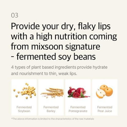 mixsoon Natural Bean Lip Mask Balm - Hydrated Lips, Softening, Fermented Bean & Shea Butter, Vegan Lip Balm 11g | Korean Glass Skin Care Avelisse