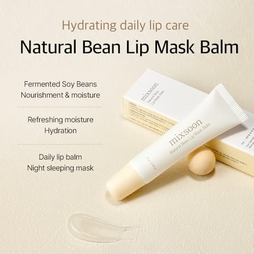 mixsoon Natural Bean Lip Mask Balm - Hydrated Lips, Softening, Fermented Bean & Shea Butter, Vegan Lip Balm 11g | Korean Glass Skin Care Avelisse