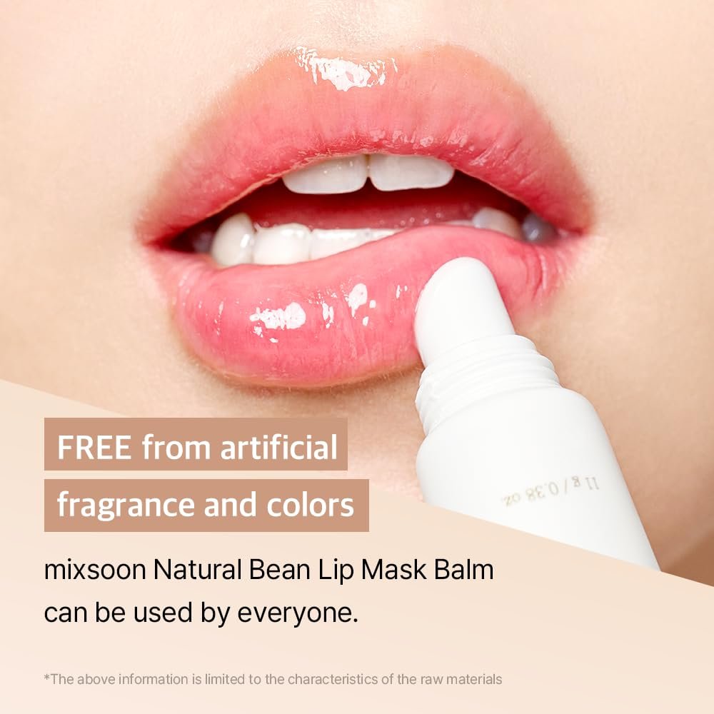 mixsoon Natural Bean Lip Mask Balm - Hydrated Lips, Softening, Fermented Bean & Shea Butter, Vegan Lip Balm 11g | Korean Glass Skin Care Avelisse