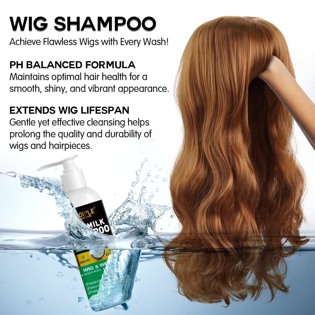 Goiple Wig Shampoo for Synthetic Wigs & Wig Milk Spray for Synthetic Hair - Detangle, Anti-Frizz, Hydrate & Moisturize - Includes Detangler Brush (2.27 Fl Oz, Pack of 3) - görsel 11