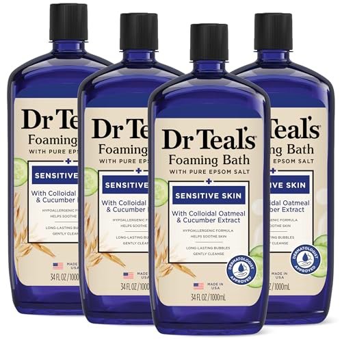 Dr Teal's Foaming Bath with Pure Epsom Salt, Sensitive Skin with Colloidal Oatmeal & Cucumber, 34 fl oz (Pack of 4) - görsel 2