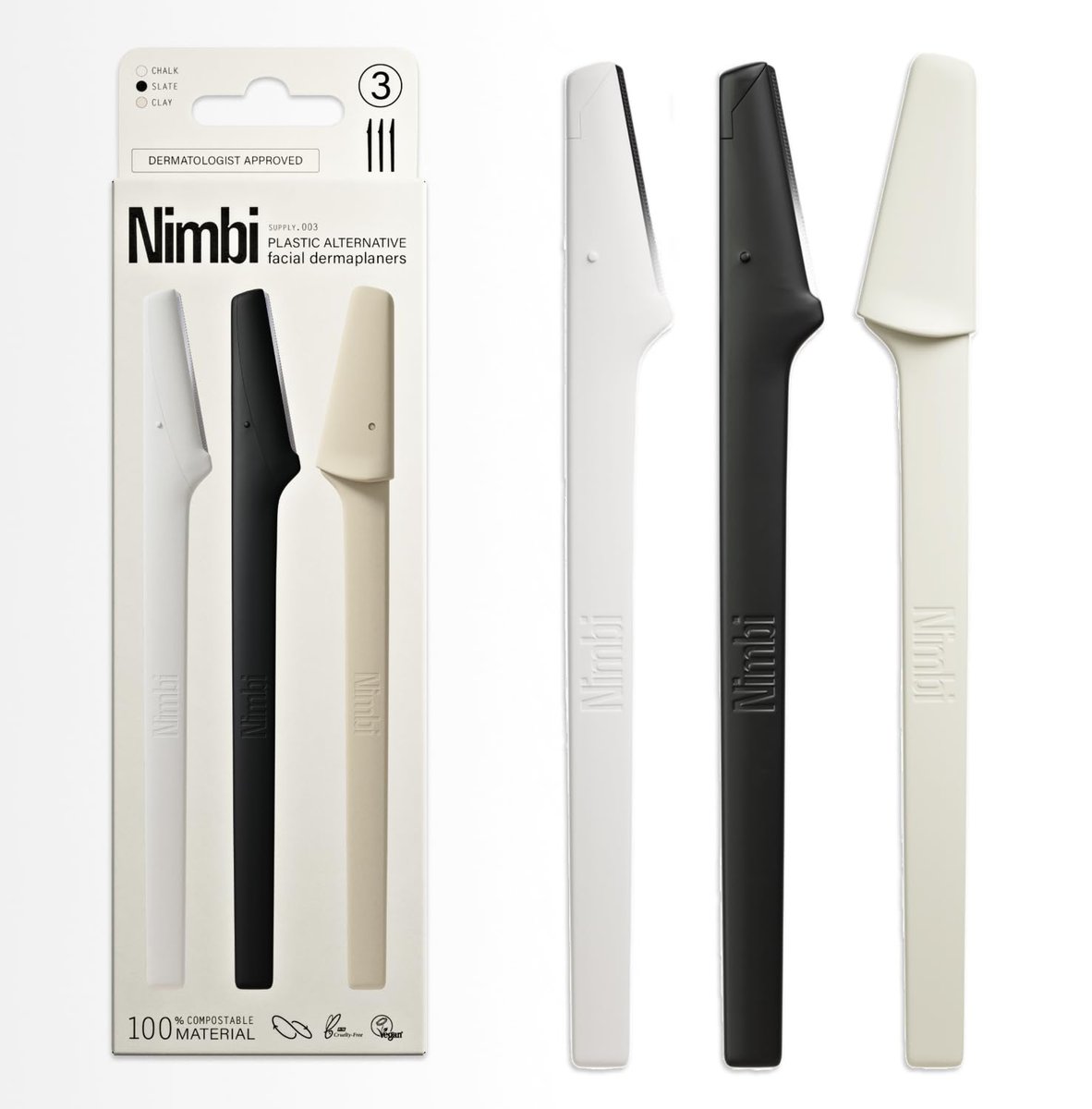 Nimbi Dermaplane Razor | Precision Eyebrow Shaper, Facial Hair Removal for Women & Exfoliation | Professional Dermaplaning Tool for Face | Plastic-Free - 3 Count - görsel 2