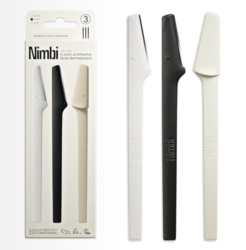 Nimbi Dermaplane Razor | Precision Eyebrow Shaper, Facial Hair Removal for Women & Exfoliation | Professional Dermaplaning Tool for Face | Plastic-Free - 3 Count - görsel 1